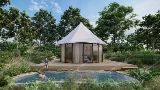 Barraca exterior do sino do tamanho grande de 6 medidores com 4 janelas barraca viva da família da barraca do hotel de luxo